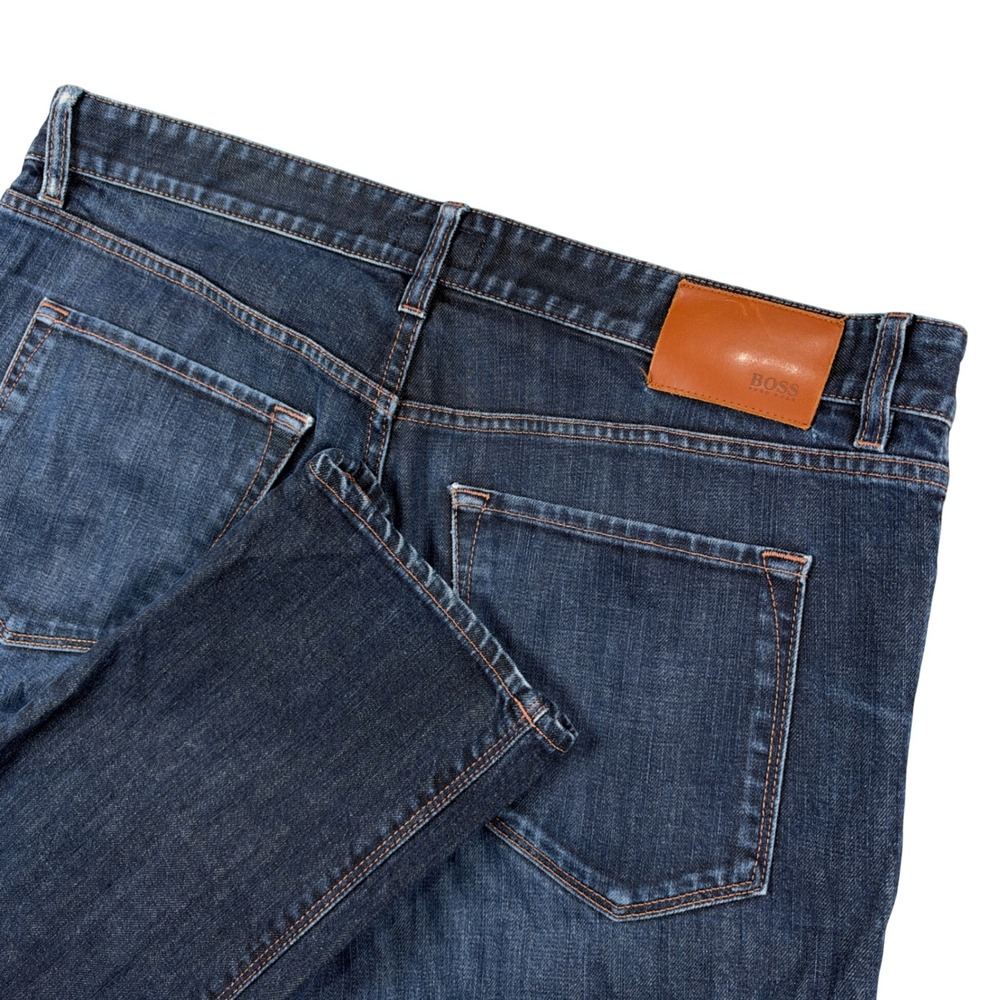 Hugo Boss Jeans Mens 36x32 Blue Dark Wash Straight Leg Denim Pants